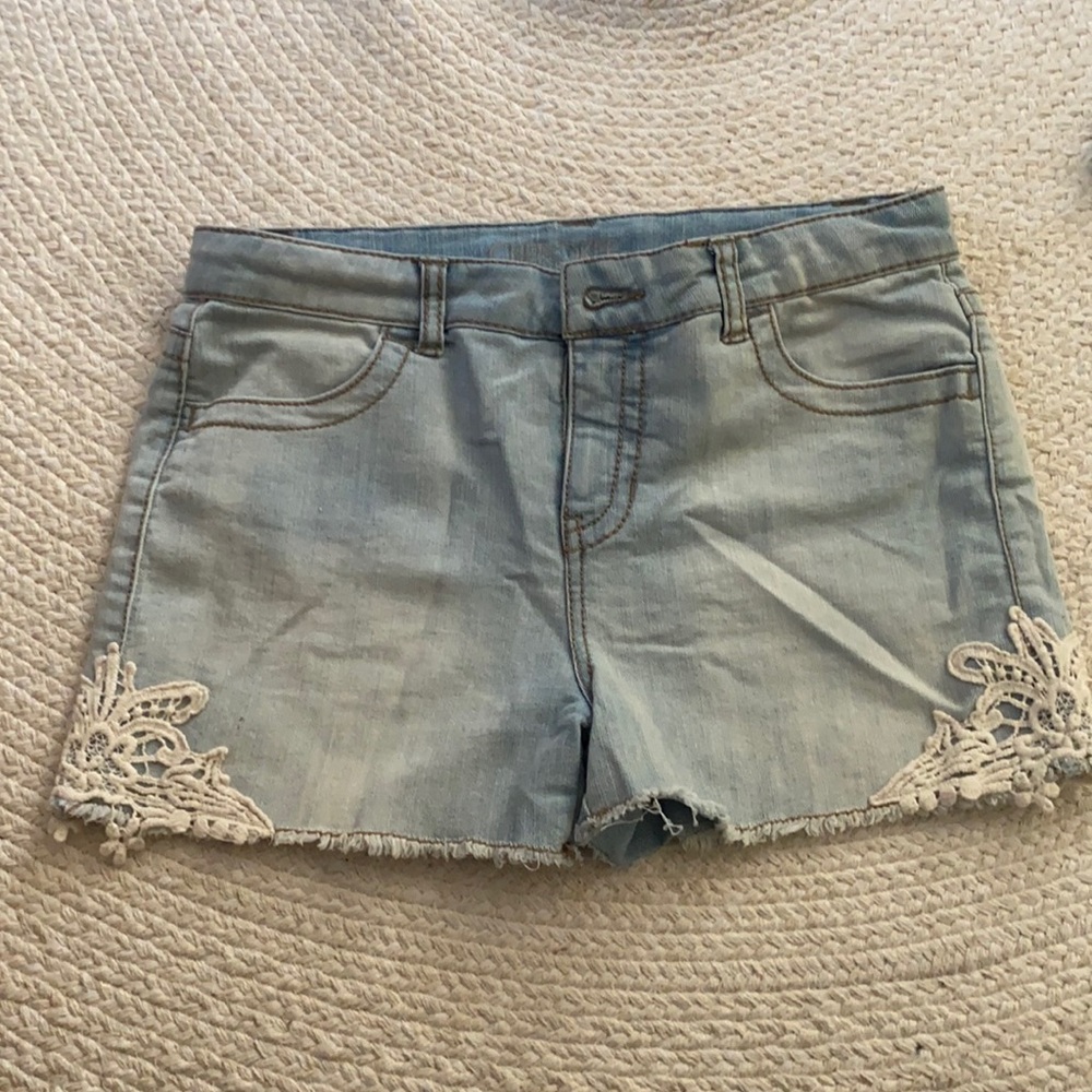 Light Denim Crochet Shorts